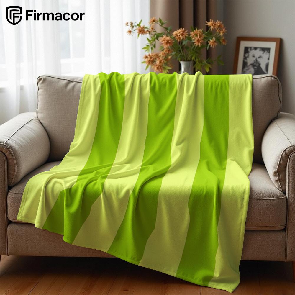 Yellow-Green Vertical Stripe Lightweight Microfiber Soft Christmas Fleece Blanket Warm Cozy Throw For Bed Sofa Office All Season
