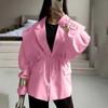 Damen V-Ausschnitt Locker Geschnitten Jacke mit Bindegürtel für den Herbst - Schmeichelhafter Mantel für Lässige Tägliche Kleidung