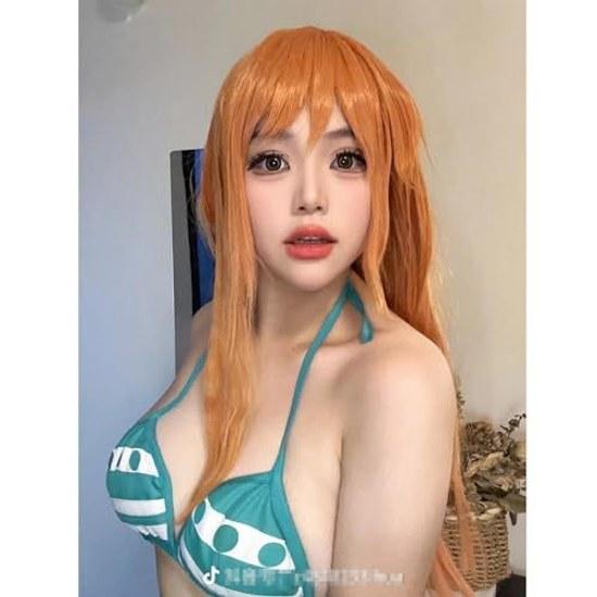 oTVToCos One Piece Nami Bikini Cosplay Costume Triangle 2-Piece Set Support Swimwear Competitive Spring Beach Popular Anime Character Cultural School