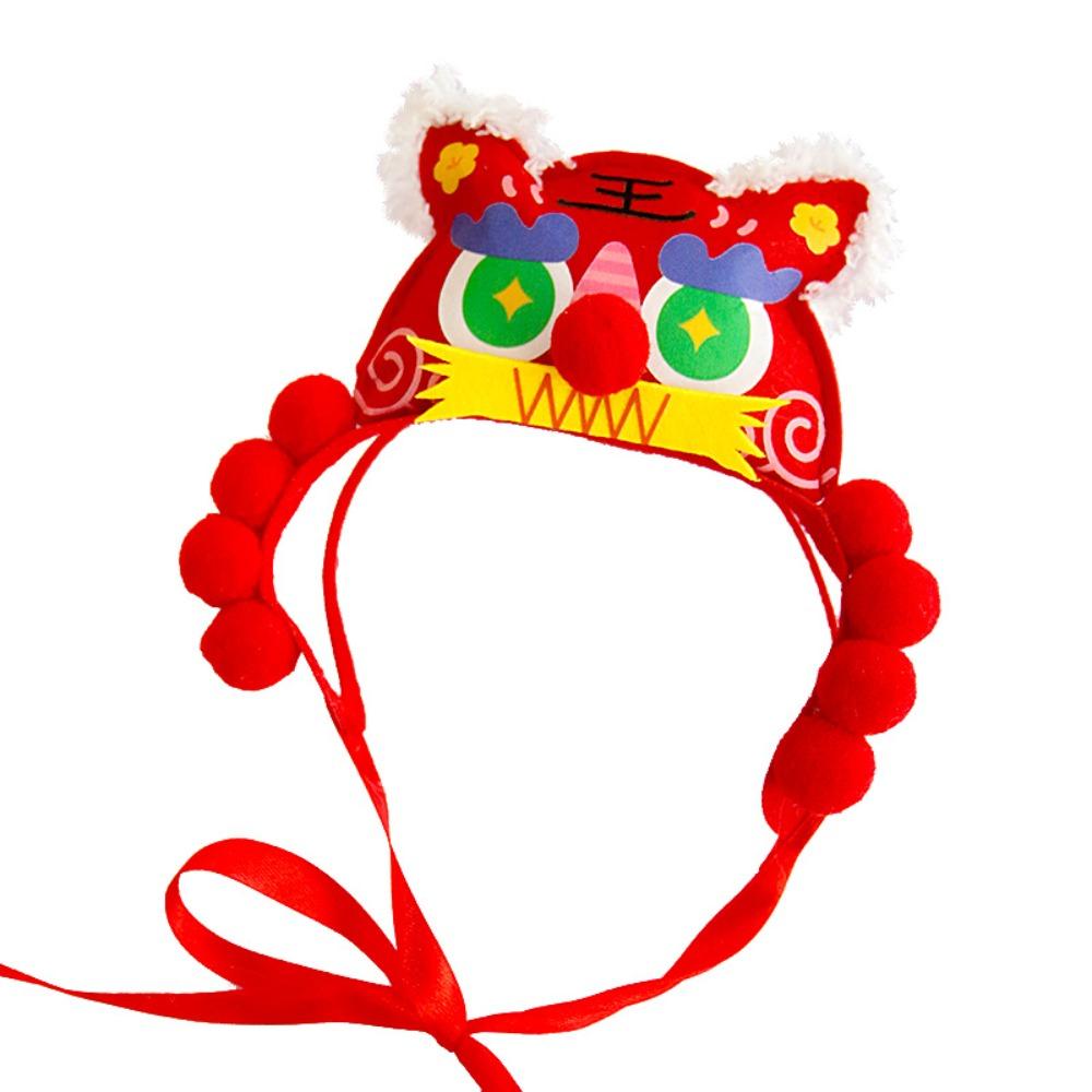 Cartoon Dog Spring Festival Decoration Cute Pet Clothing Cat New Year's Tiger Head Hat  Kitten