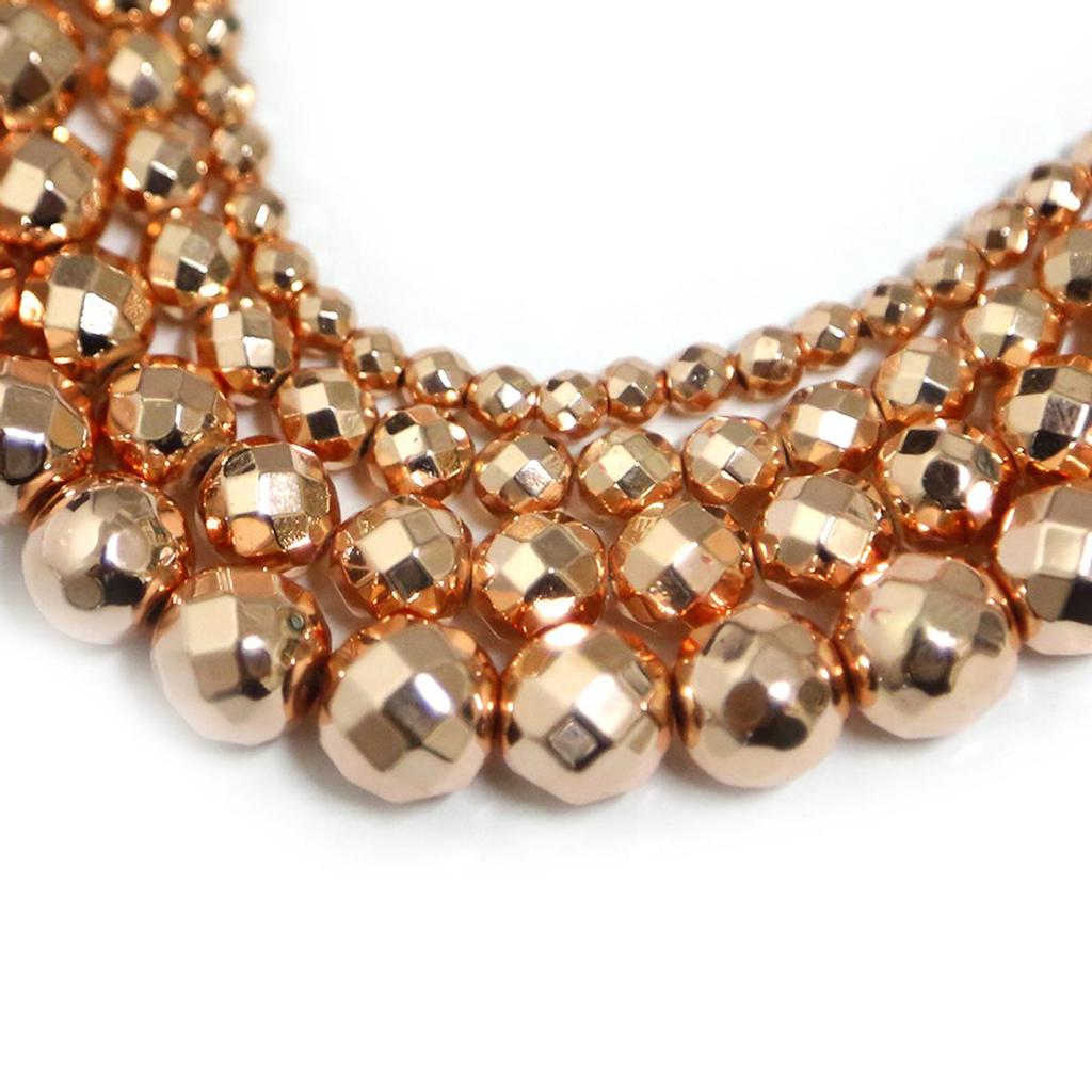 Gold Silvers Faceted Round Black Hematite Natural Stone 4/6/8/10mm Spacer Loose Beads For Jewelry Making