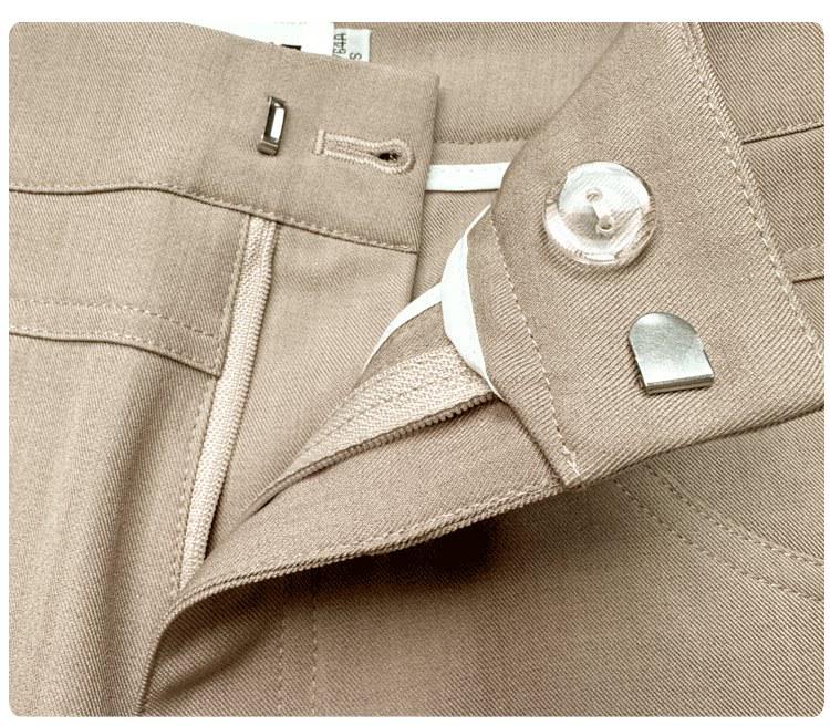 Women's French Double-Waist Straight-Leg Trousers: Hip-Covering, Slightly Flared, Wide-Leg, Casual Suit Pants with Excellent Drape