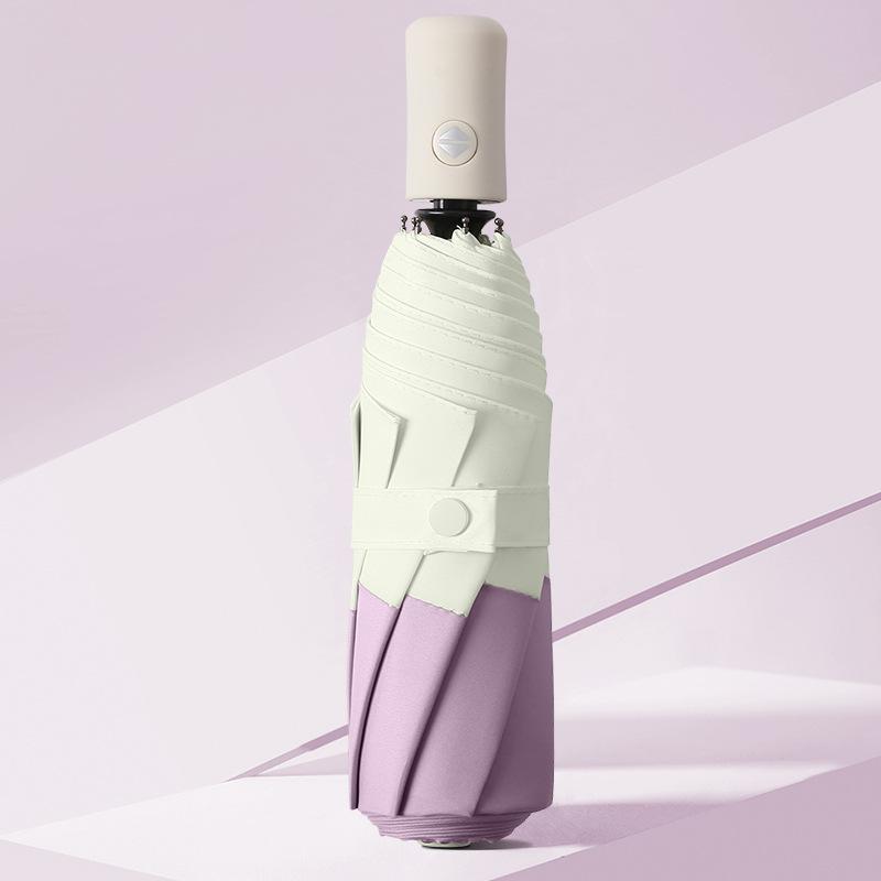 Fully Automatic Umbrella Sunscreen Minimalism Anti-UV Sun Umbrella Three-fold Windproof Sun/Rain Portable Compact Umbrella