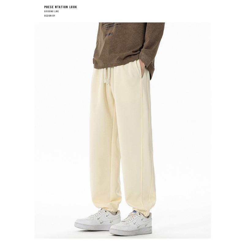 Men's Gray Heather Drawstring Joggers - Oversized Casual Streetwear Sweatpants with Elastic Cuffs