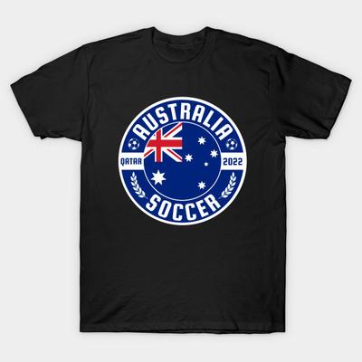 Men Black Print T-shirt Australia Soccer No-Cut Transfer Paper Print Cotton Tshirt
