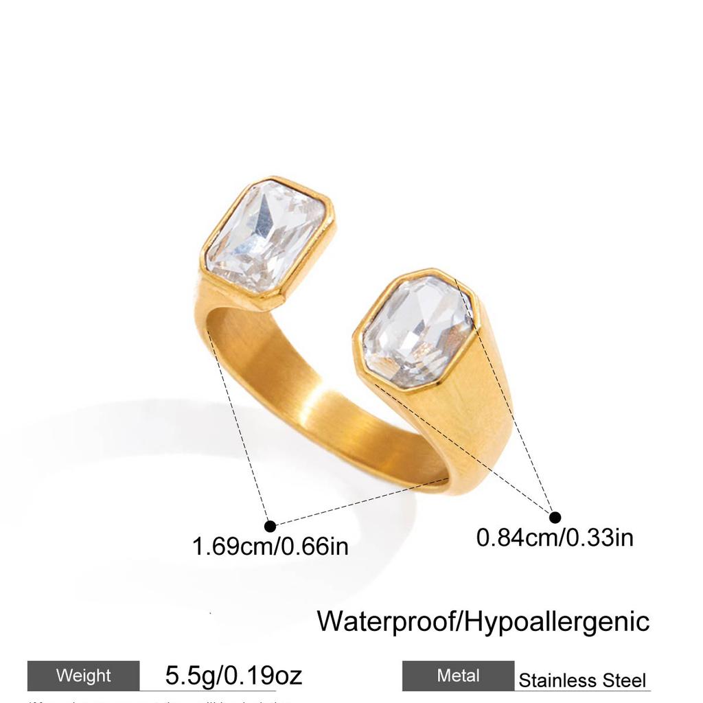 Yori Fashion Shiny Cubic Zirconia Ring 18K PVD Plated Stainless Steel  Temperament Popular Waterproof Jewelry Gift Accessories