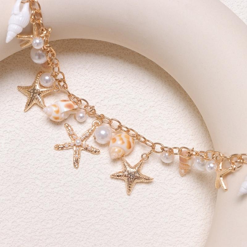 Lightweight Bag Accessory Shell Starfish Imitation Pearls Key Ring For Purse Or Phone Handmade Purse Accessories