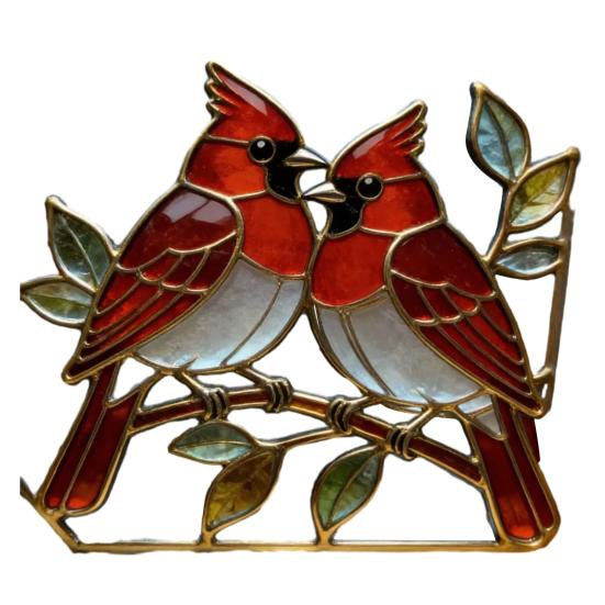 Ptačí lapač slunce Vitrážové Akrylové Okenní Ozdoby s Okrajem z Měděné Fólie Dárky pro Ženy Mámu Babičku Milovníky Ptáků