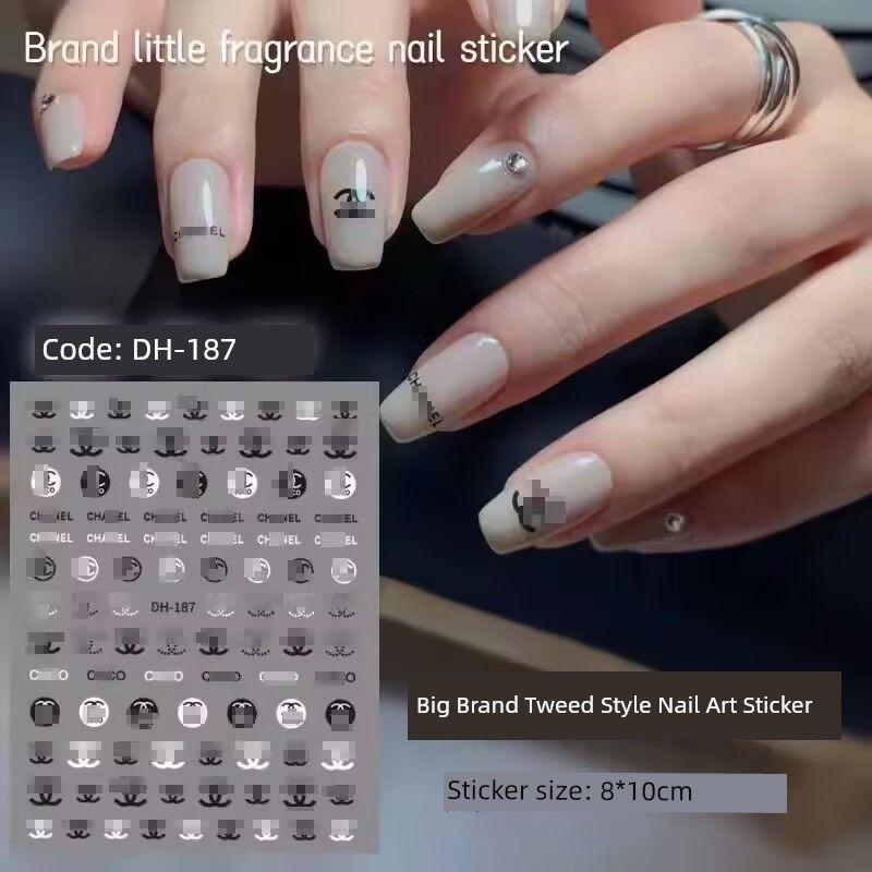 

Internet Hot Classic Style Nail Art Stickers Trendy Japanese Style 2025 New Arrival Letter Bow Nail Adhesive Decals [2] DH-187