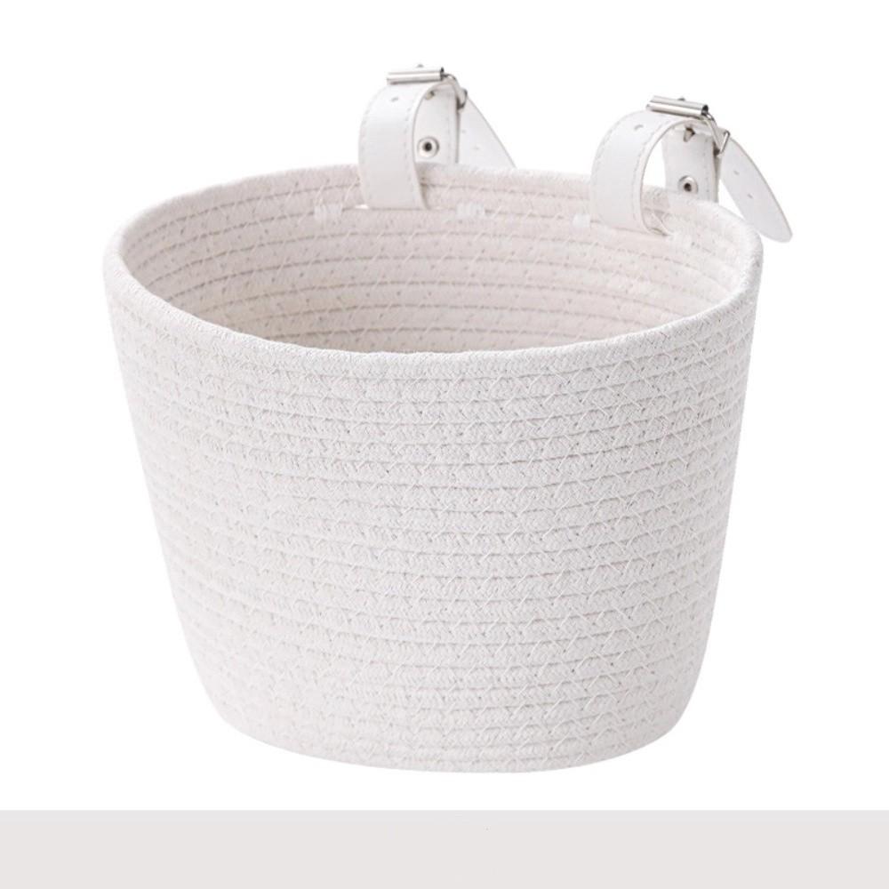 Cute with Rope Handle Bicycle Basket Removable Solid Color Bike Carrier Bag Large Capacity Storage Basket Bike