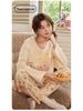 Women's Cartoon Pajama Set with Chest Pads - Long Sleeve & Pants for Spring & Autumn, Wear Indoors or Out