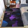 Geometric Black Carpet with Purple and Blue Glow for Home Decor Suitable for Use As an Anti-slip for Living Room Bedroom Sofas