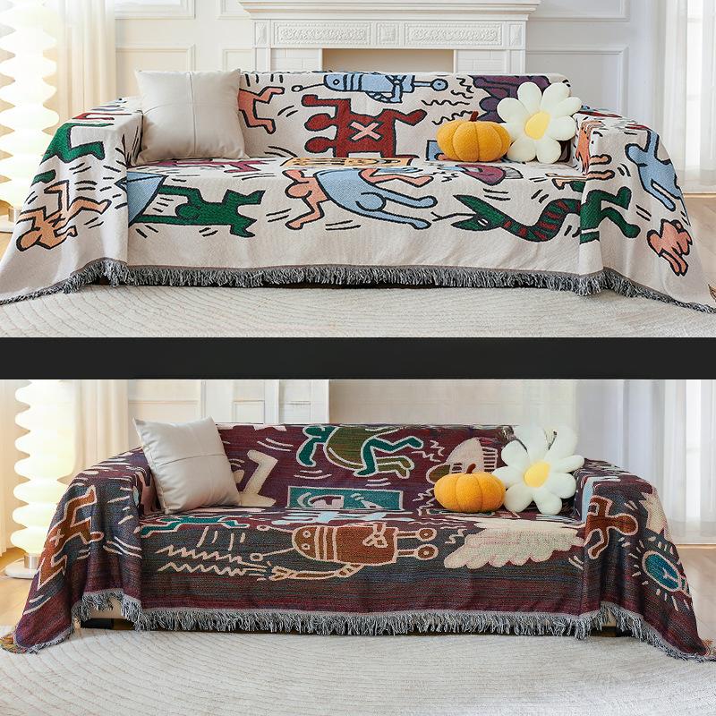 Four Seasons Universal Sofa Towel Non-Slip Cover Towel Simple Full Covered Camping Blanket Sofa Cushion Cover Cover Blanket Cover Cloth