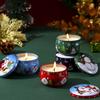 Christmas Tin Candle Gift Set of 4 - Scented Candles in Festive Metal Boxes for Christmas Eve Gifts Party Decoration