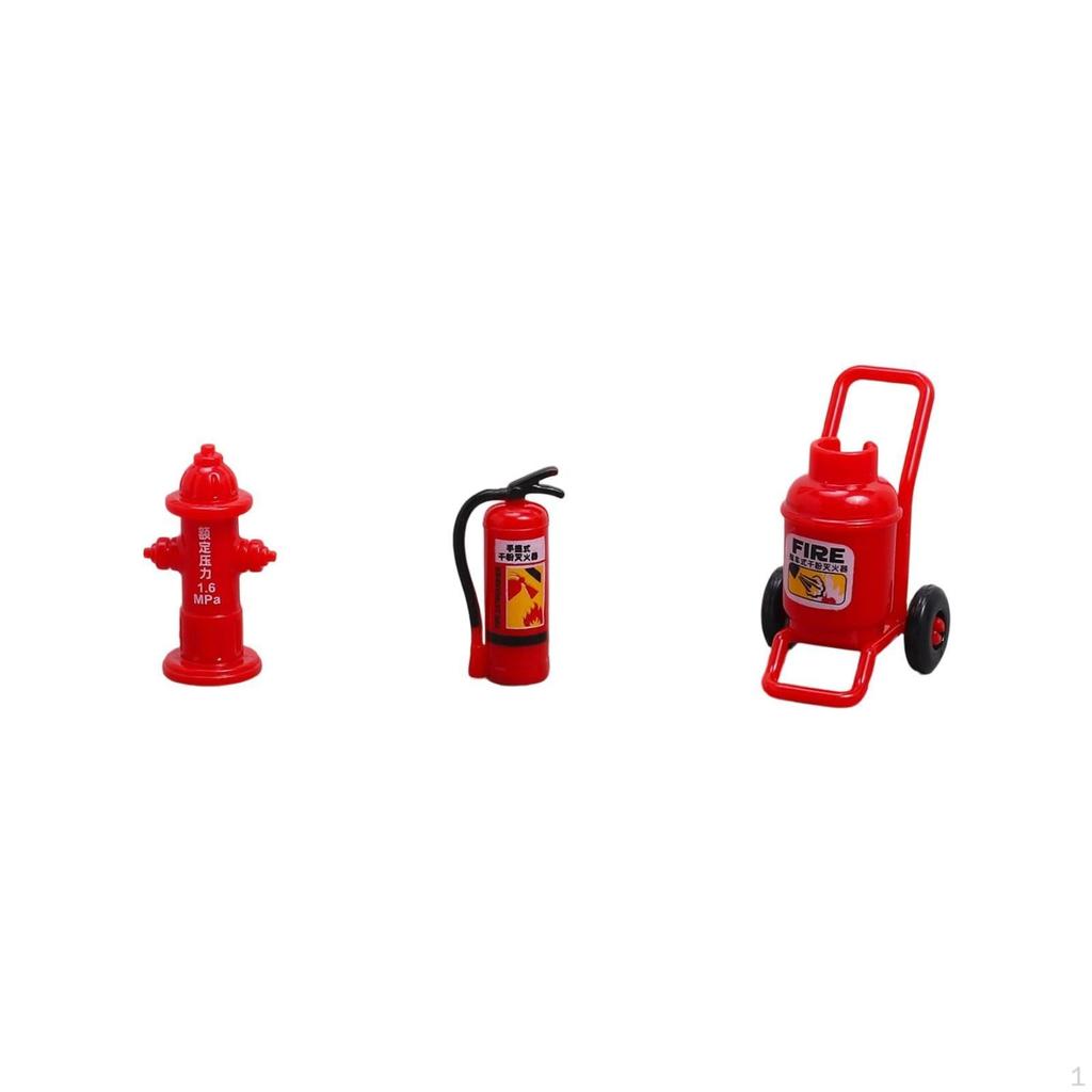 3 Pieces Miniature Fire Fighting Set Realistic Dollhouse Suppression Device Decorative