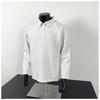 2025 Autumn New Men's American Casual POLO Shirt Lapel Solid Color Versatile Loose Long-sleeved Button Pullover