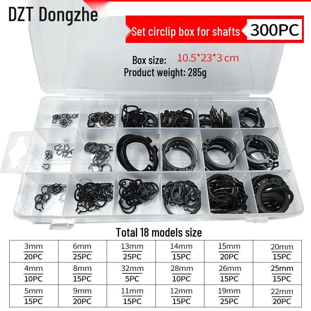 300 ks černě oxidované uhlíkové oceli pojistné kroužky typu C