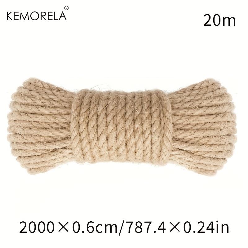 KEMORELA Натуральная джутовая веревка - Рустикальная бечевка для DIY-поделок, домашнего декора, когтеточки, связывания, подвешивания. Прочная. Варианты 20/50/100 м
