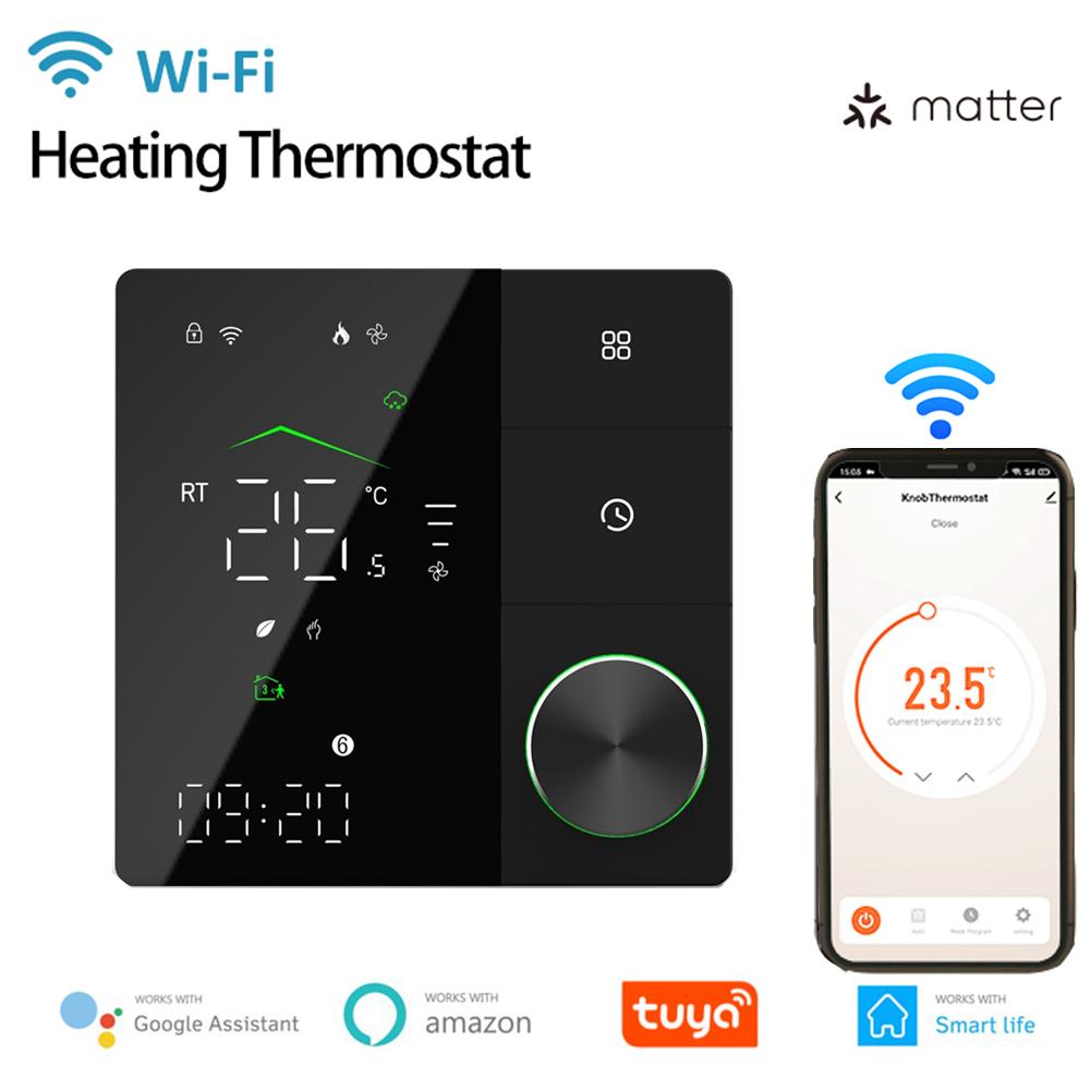 

Matter Smart WiFi Thermostat Electric Heating Thermostat LED Touch Screen Temperature Controller Week Programming AI Controller чорний