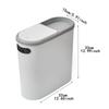 Slim Garbage Can with Storage Slot Simple Rubbish Container Bathroom Trash Can for Laundry Room Sunroom Office Garage Entryway