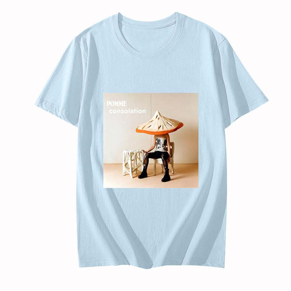 

Claire Pommet Pomme T-Shirt Consolation Graphic Printing Fashion Camisetas Casual O-neck Short Sleeve Clothing Cotton T-shirts XXL світло-синій колір