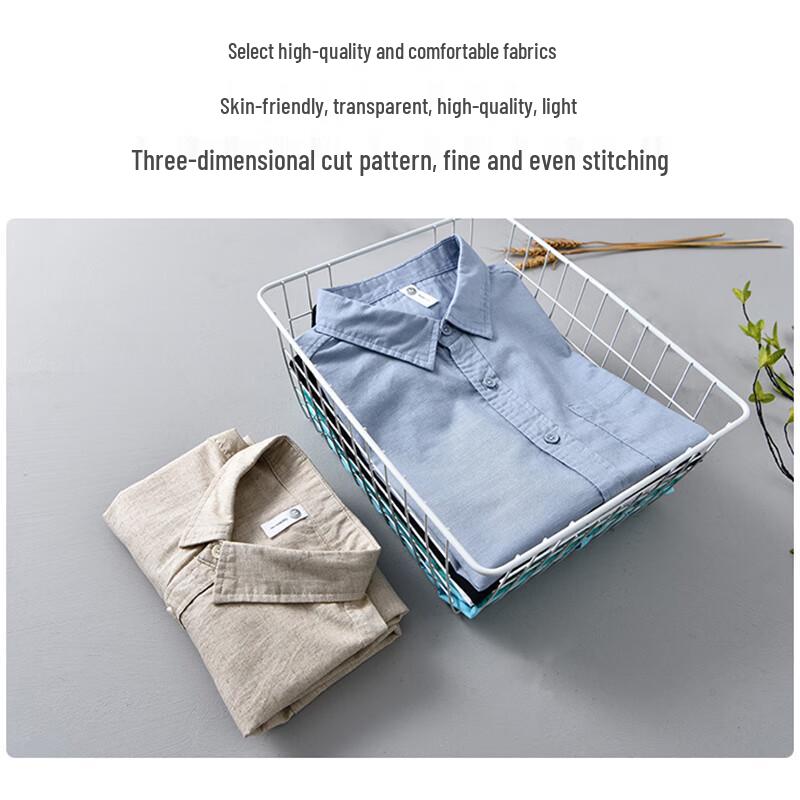 ROMON Men's Linen Blend Short Sleeve Casual Shirt