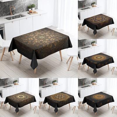 Su geçirmez Vintage Mandala Baskılı Masa Örtüsü Düğün Yemek Odası Dekorasyon Dikdörtgen Mutfak Masası