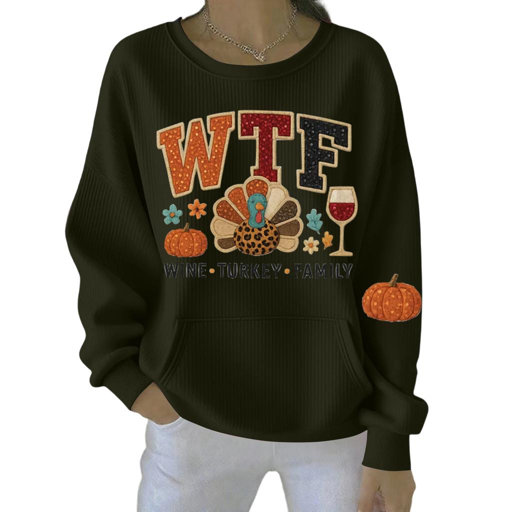 Women's Loose Comfortable Casual And Fashionable Round Neck Christmas Pattern Long Sleeved Sweatshirt