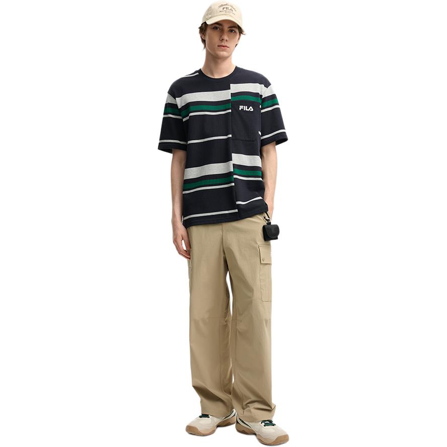 Fila Original Casual Striped Pullover Short Sleeve T-Shirt Men Tops F11M539110F-NV