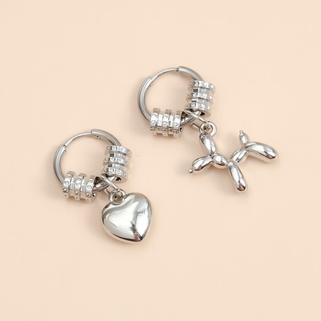 1 Pair Earrings Sweet Cool Fashion Asymmetrical Festival Gifts Flower Daily Wear For Women Personality Ear Buckles Heart-shaped Jewelry