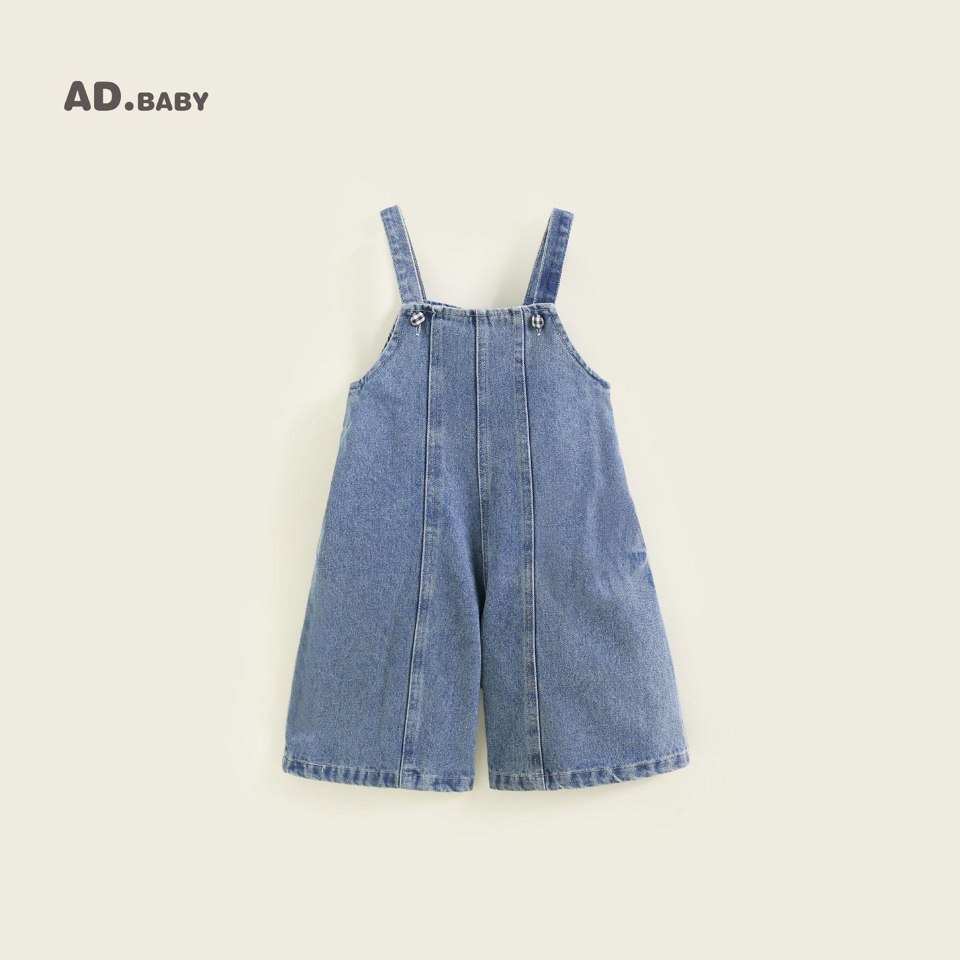 

2026 Children s Trendy Autumn Denim Pants: Casual, Skin-Friendly Korean Style Overalls for Girls 90 cm синій