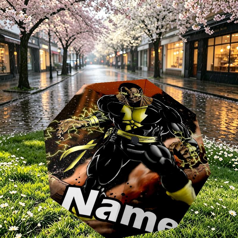 Custom Name Personalized Superhero Movies Print Umbrella, Auto Open Close, 8‑Rib Sturdy Frame, Commute Camping Hiking Use, Birthday Gift