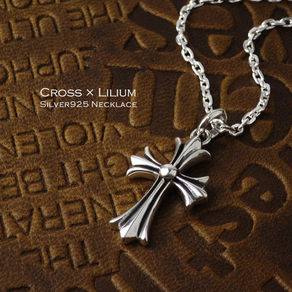 [Shinjuku Gin No Kura] Lily Cross Silver 925 Pendant Top (Chain Not Included) Men's Cross Lily Flare Lily Fleur-de-Lis