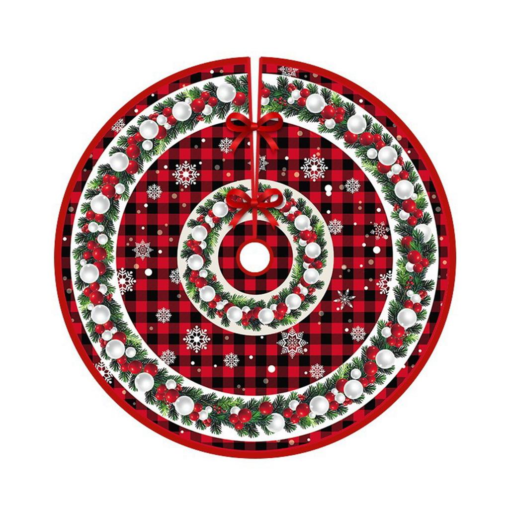 Christmas Tree Skirt Red Xmas Tree Ornaments, For Soft Plush Christmas Tree Mat With Snowy Pattern For Decorations Holiday Party