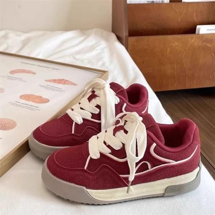 

Универсальные маленькие белые туфли женские новые весенние повседневные кеды на толстой подошве и легкие студенческие женские туфли 40 бордовый