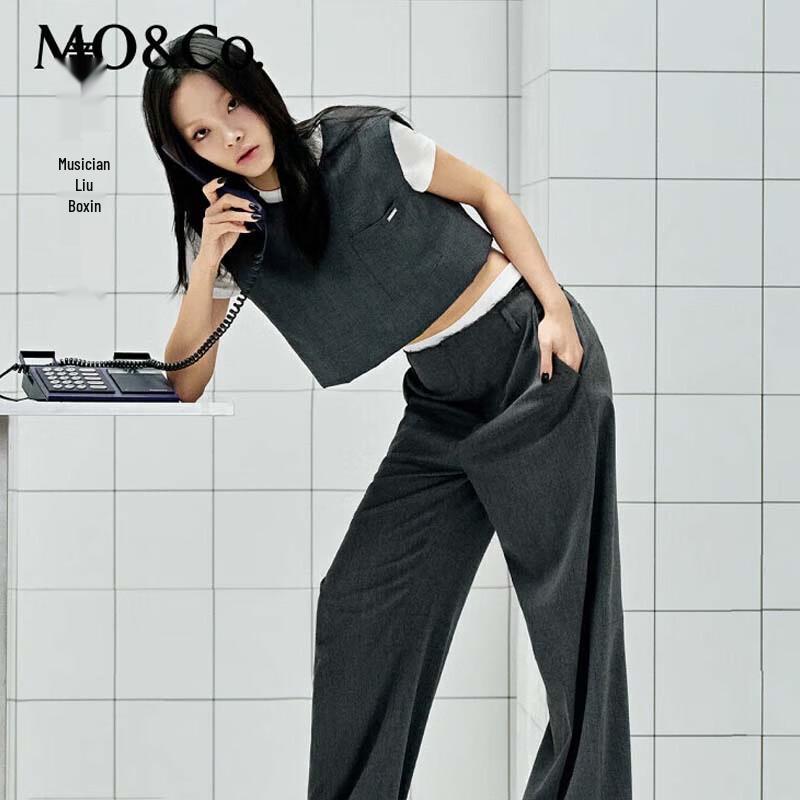 MO&Co. Women's Mid-Rise Straight-Leg Trousers