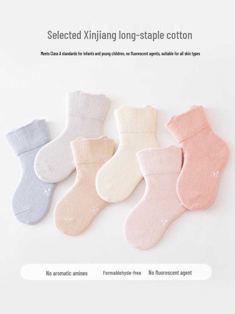 Klass A Sömlösa Babysockor – Lös Mudd, Ren Bomull för Nyfödda och Småbarn i Enfärgade Färger