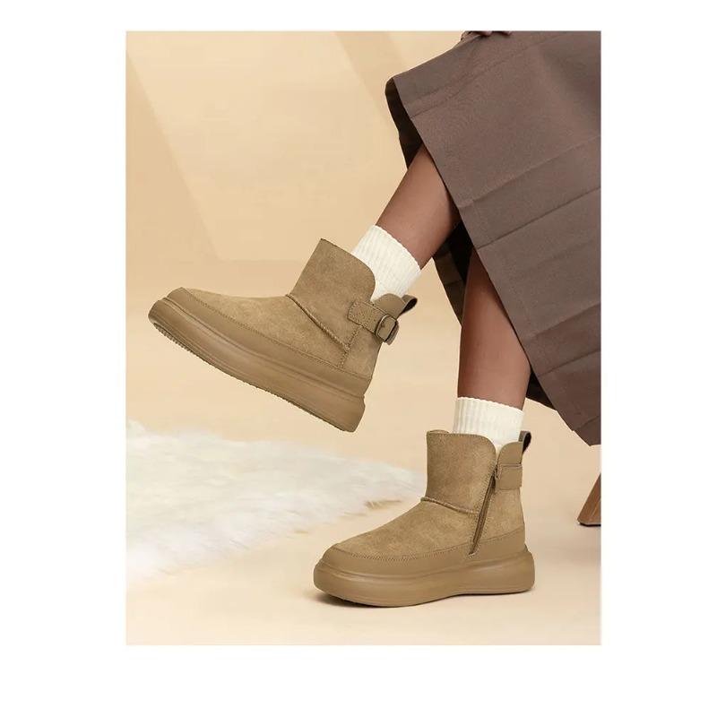 2026 Women Snow Boots Casual Plush Warm Platform Shoes Female Winter Comfort Antiskid Zipper Ankle Boots