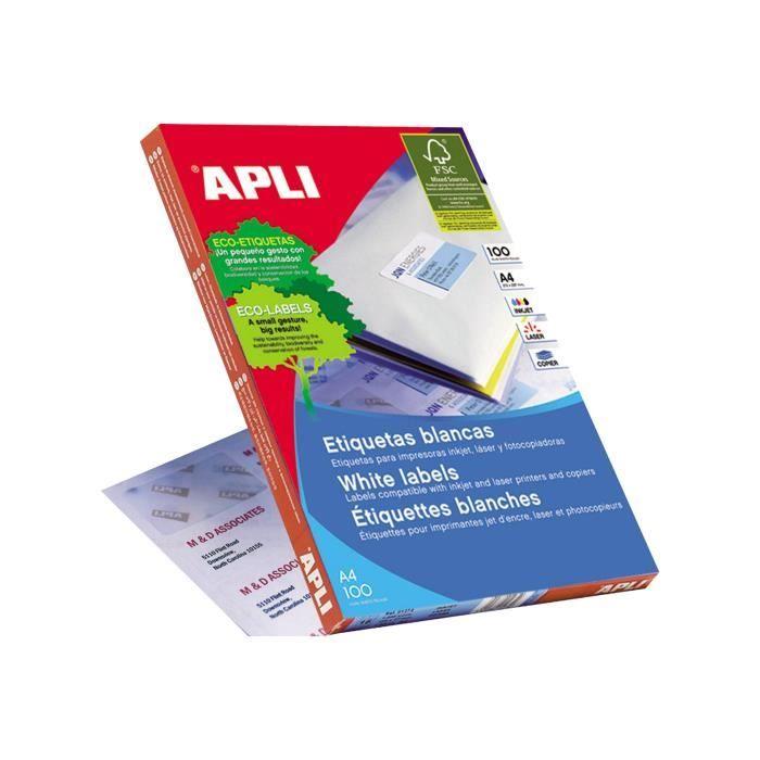 APLI PAPER Auto-adhésif blanc 70 x 25.4 mm 3300 étiquette(s) (100 feuille(s) x 33) étiquettes