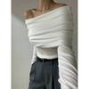 Fashion Style Off Shoulder Elegant Silm Chest Wrap Knitting Sweater Off Shoulder Knitted Sweater