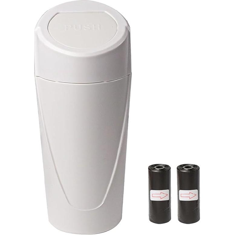 Hovom Mini Car Trash Can With Lid, Portable Garbage Can For Car, Leakproof Cup Holder Automotive Garbage Bin With 2 Rolls Of Trash Bags, Small Trash белый