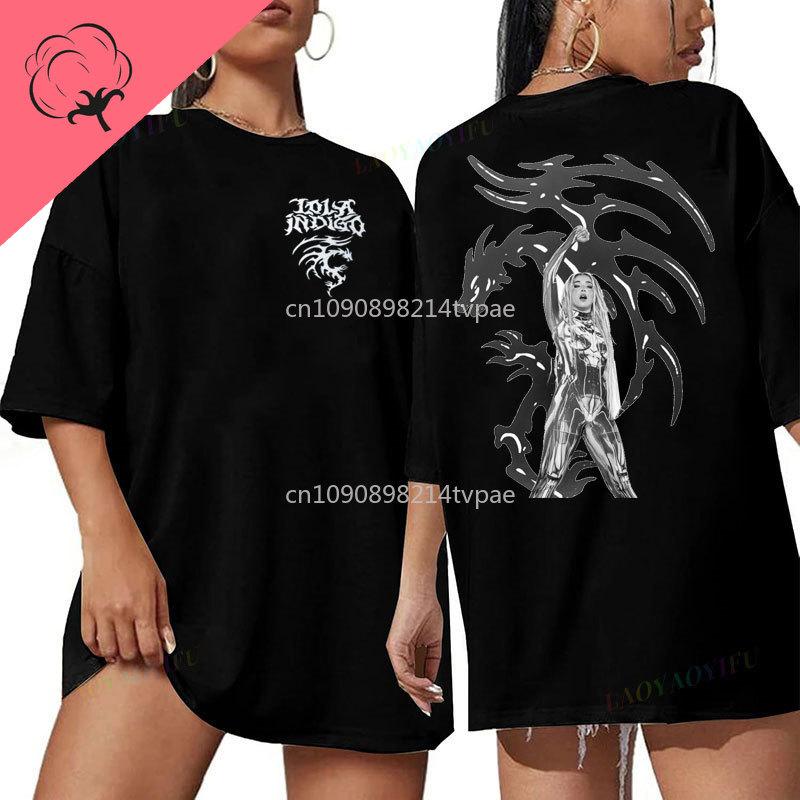 Lola Indigo Camiseta Two Side Printed World Tour T Shirt Camisa Fan Gifts Humor Spain Singer Cotton Oneck Fashion Top Clothes