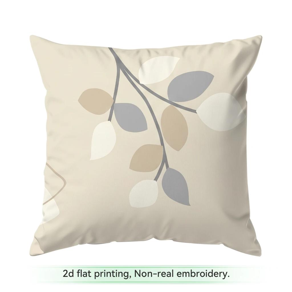 1pcs Beige Floral Leaf Pattern Cushions Pillowcase Polyester Cushion Cover Throw Pillow Pillowcover Home Car Sofa Decor