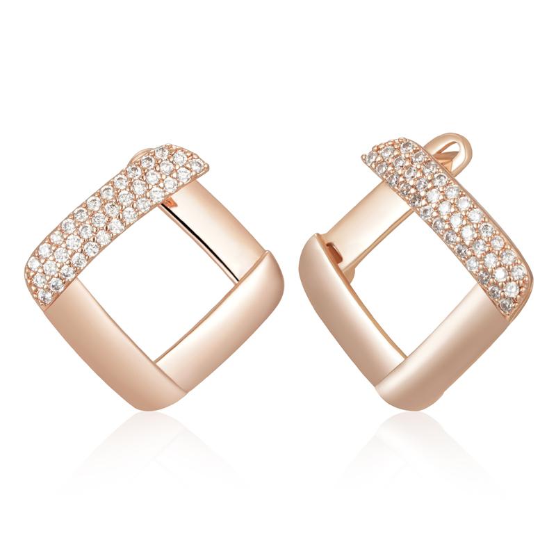 

Rose Gold Color English Earrings For Women Fashion Full Natural Zircon Accessories High Quality Daily Fine Jewelry