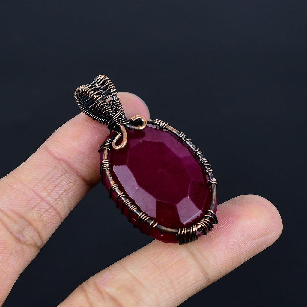 Tree Of Life Ruby Pendant Gemstone Jewelry, 999 Copper Wire Wrapped Handmade Pendant, Latest Design Jewelry