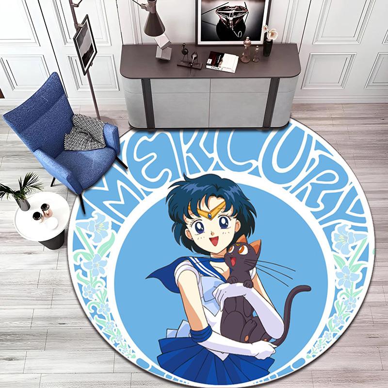 Cute Cartoon Theme Sailor Moon Tsukino Usagi Cartoon Rug Multifunctional Household Anti-slip Decorative Door Mat, Outdoor Floor Mat, and Carpet Q12