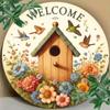 Vintage Floral Bird Welcome Sign Rust Proof Aluminum Wall Art Decor For Home Bar Cafe