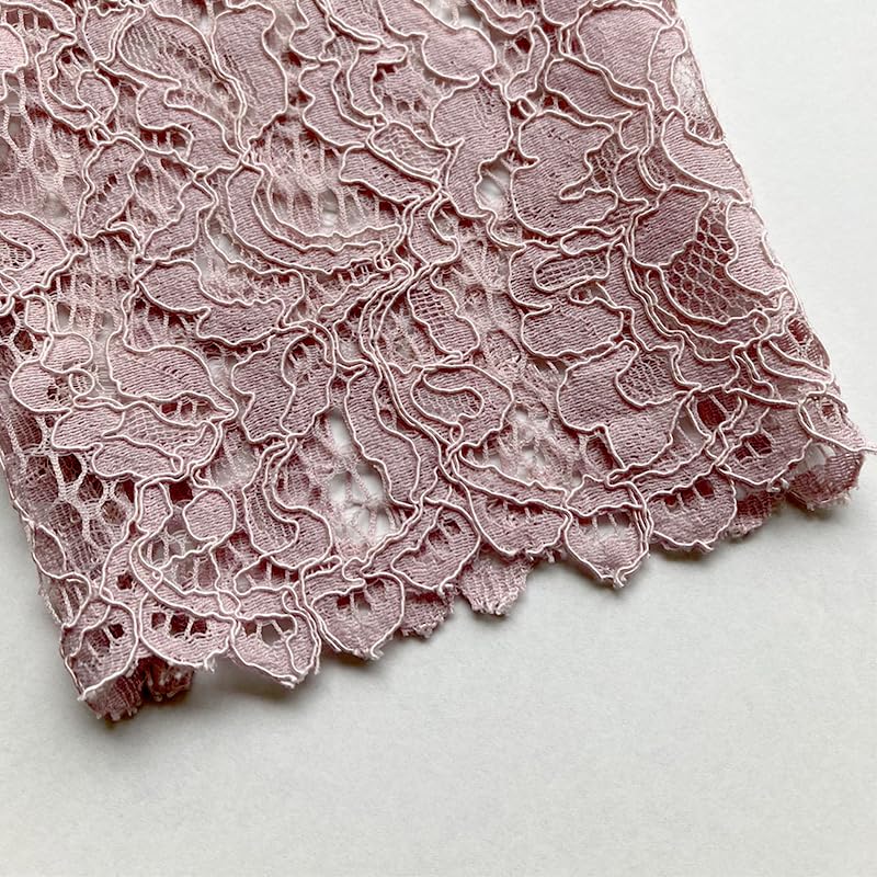 Casual Dress Tuck Ribbon Full Lace Dress Pink Beige [Woman Plus] & Women's