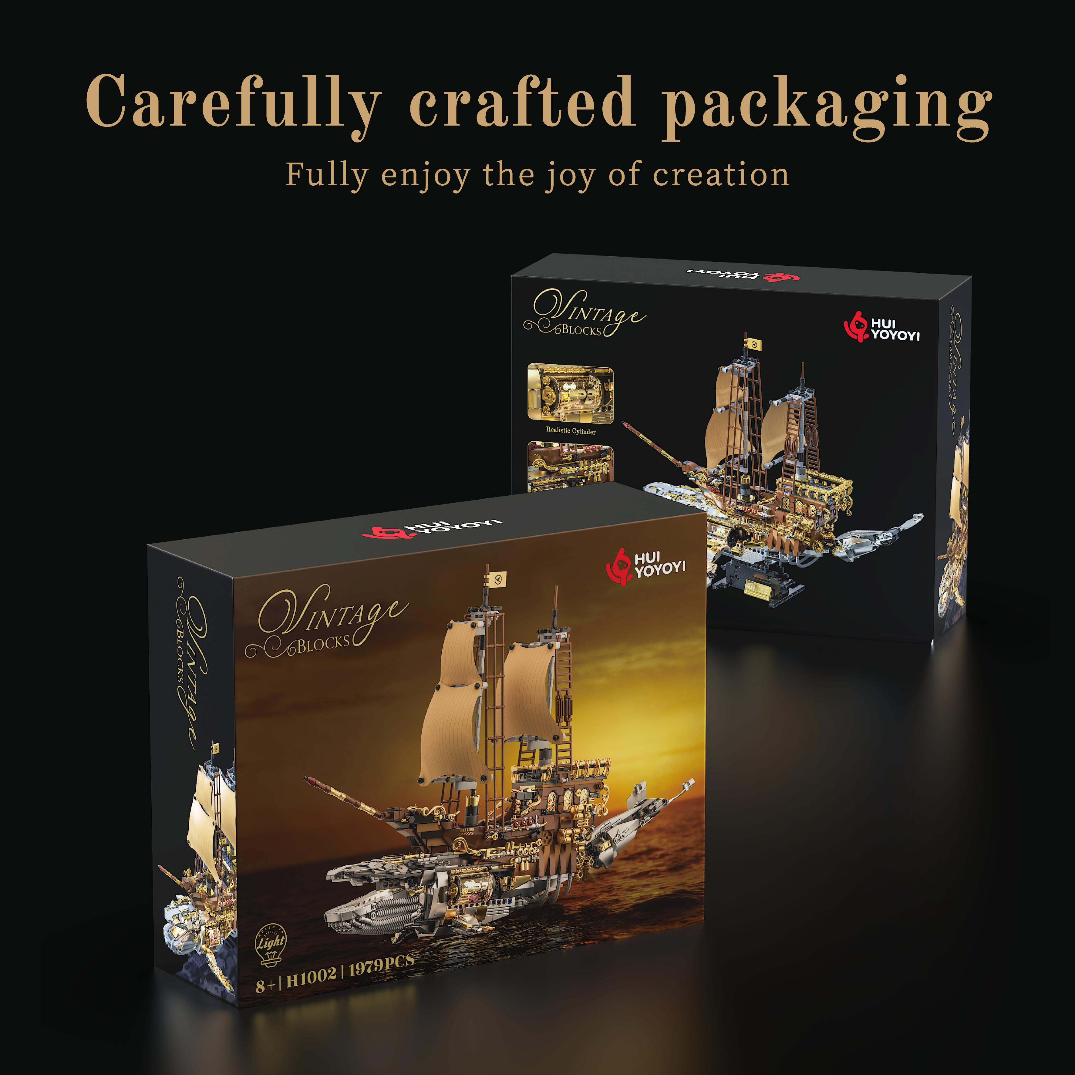 High-Quality Steam High-Quality Retro High-Quality Whale High-Quality Boat High-Quality Moc High-Quality Building High-Quality Blocks,Steampunk WITH BOX