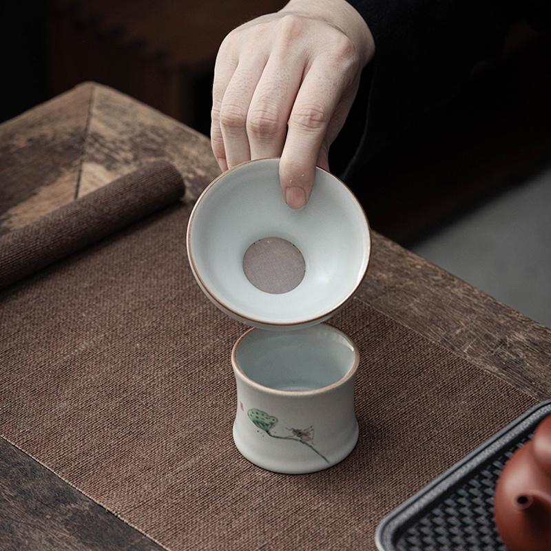 Ruyao Filter Set Retro Lotus Tea Strainer Ceramic Filter Kung Fu Tea Accessories